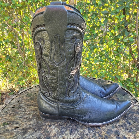 Vintage Men Genuine Leather Cowboy Boots By Cuadra Size 8.5/Go Western Style - Picture 9 of 11